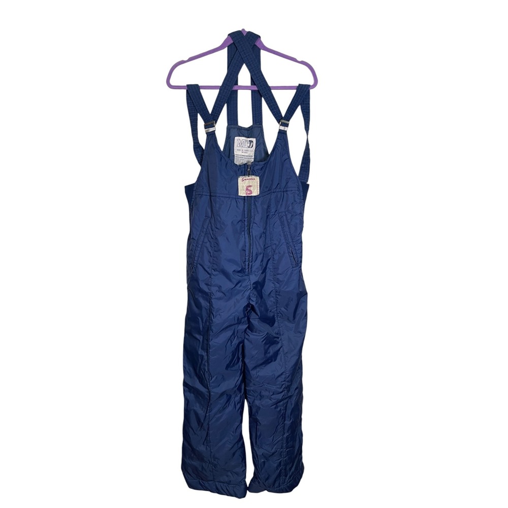 M.I. USA Mens XL Blue Snow Bibs Insulated Ski Overalls Retro Gorpcore 80s Puffy